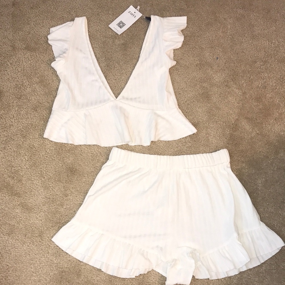 White Zaful two piece set